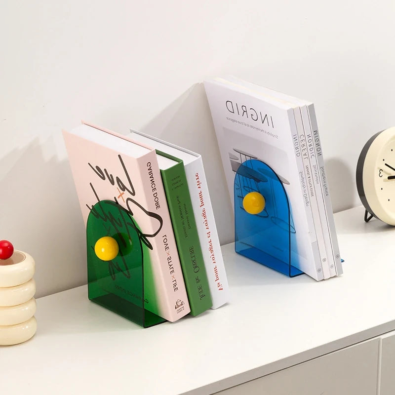 Arch L-Shaped Acrylic Bookend with Contrast Ball Accent