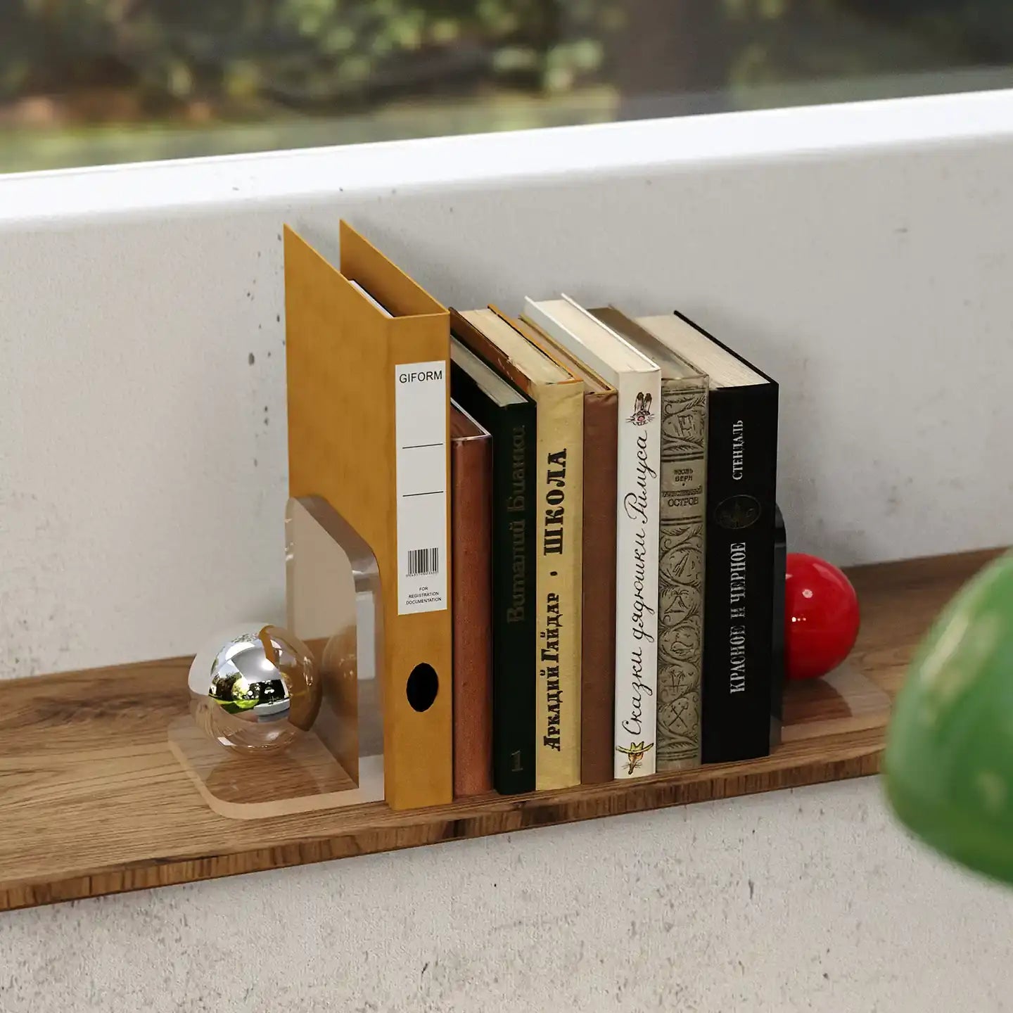 Ball-Weighted Acrylic L-Shaped Bookend Set (Pair)