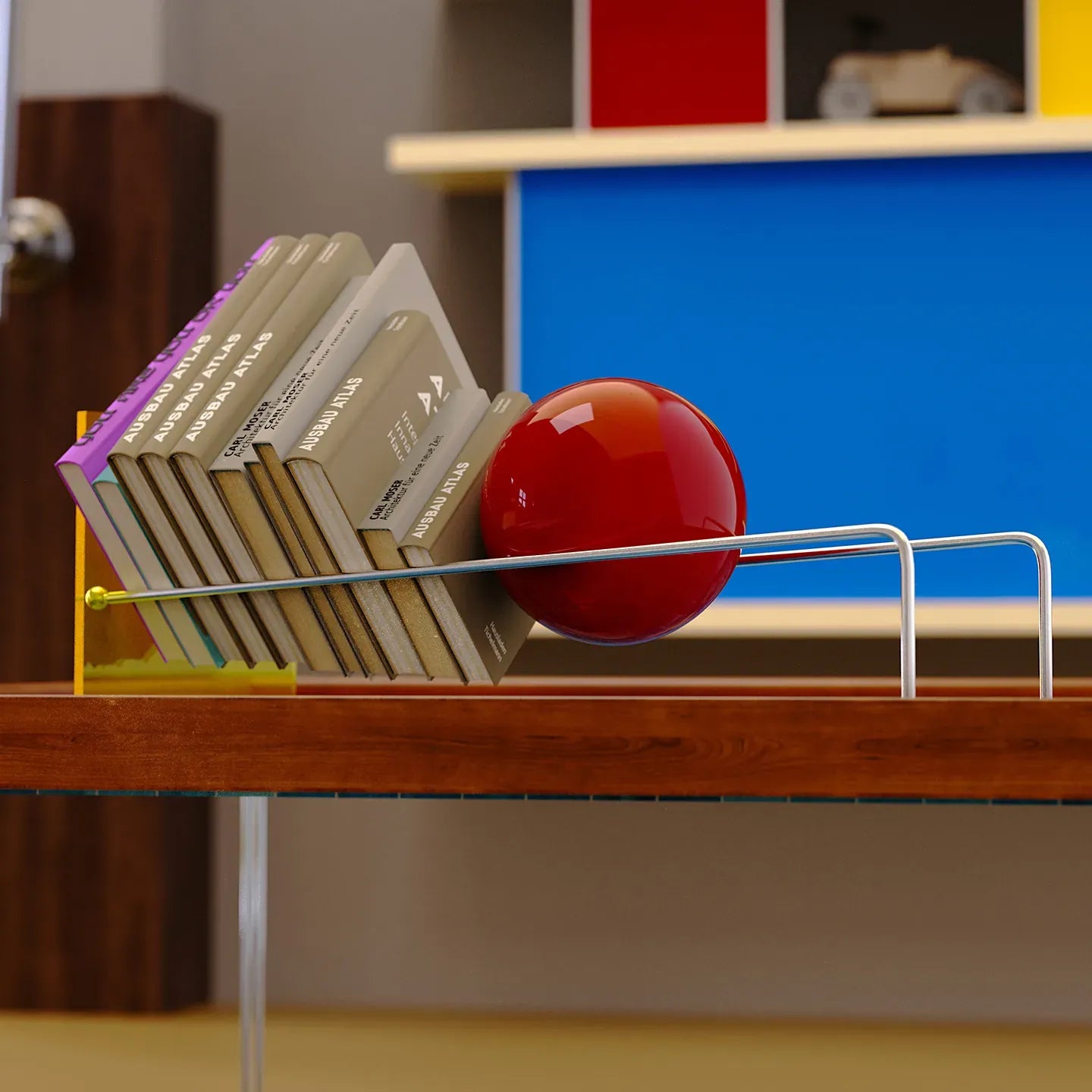 Gravity Balance Bookend with Acrylic Panel and Steel Ball
