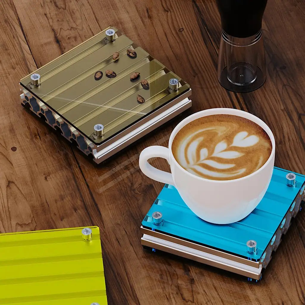 Aluminum Stripe Acrylic Coaster with Screw Detail