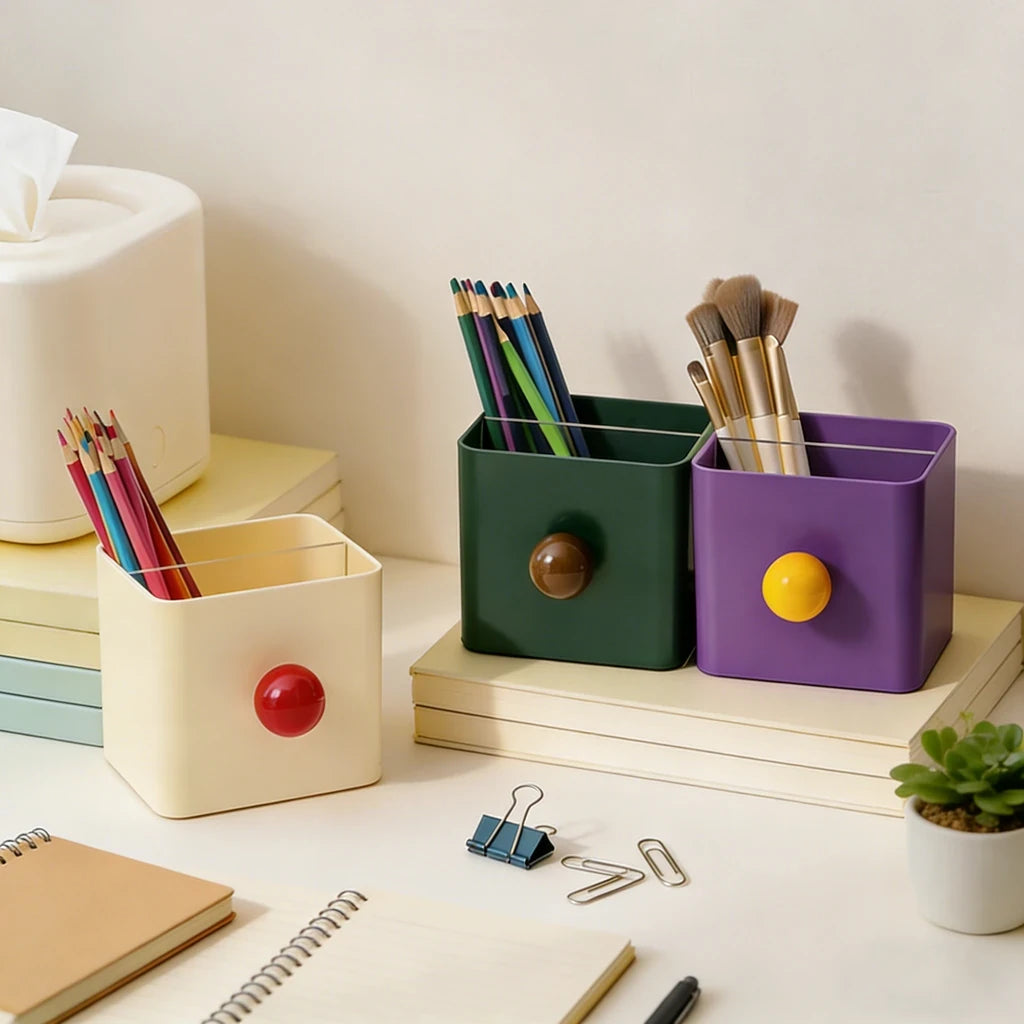 Cube Desk Organizer with Sphere Accent