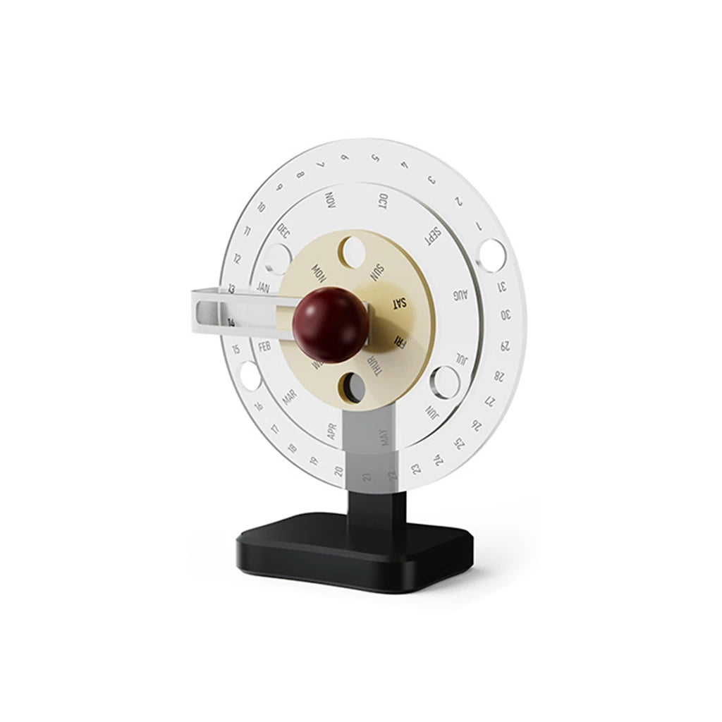 Rotating Acrylic Disc Desk Calendar with Sphere Accent
