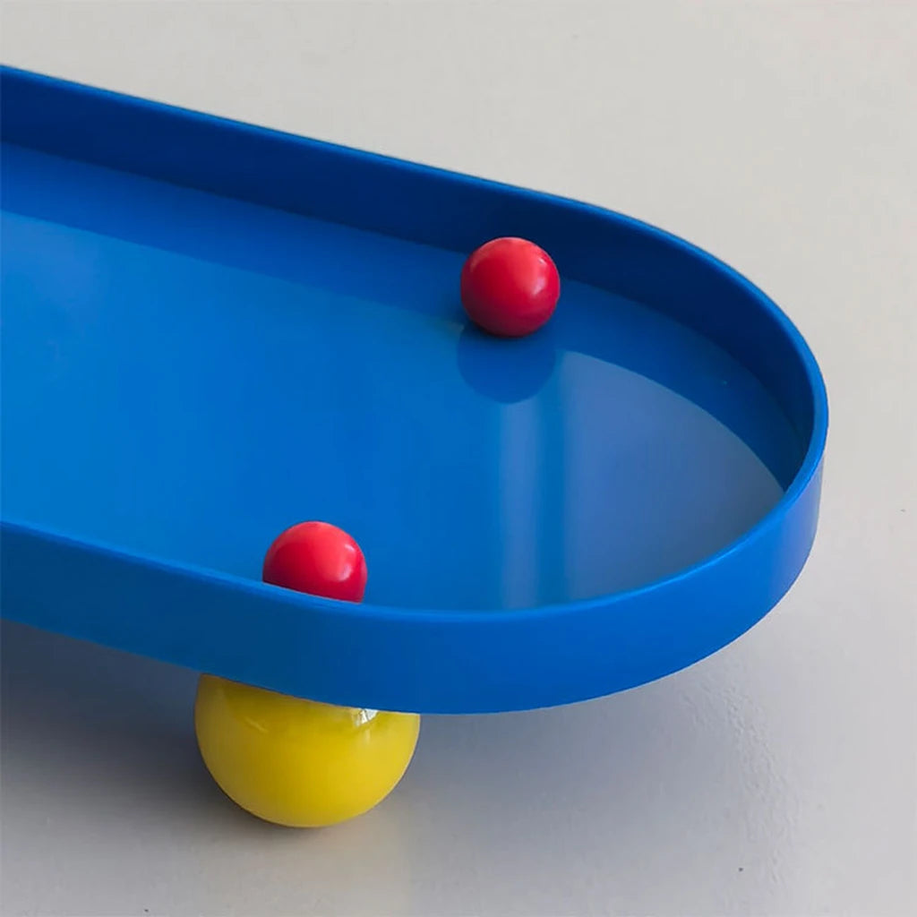 Oval Catchall Tray with Sculptural Sphere Feet