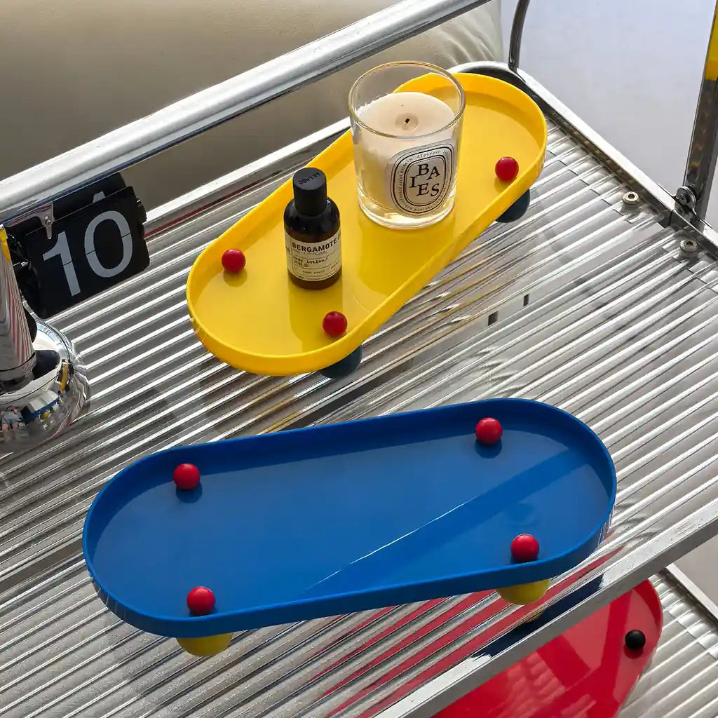 Oval Catchall Tray with Sculptural Sphere Feet