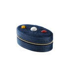 Oval Velvet Travel Jewelry Case with Gem Accents