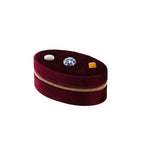 Oval Velvet Travel Jewelry Case with Gem Accents