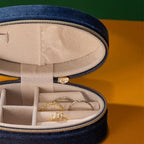Oval Velvet Travel Jewelry Case with Gem Accents