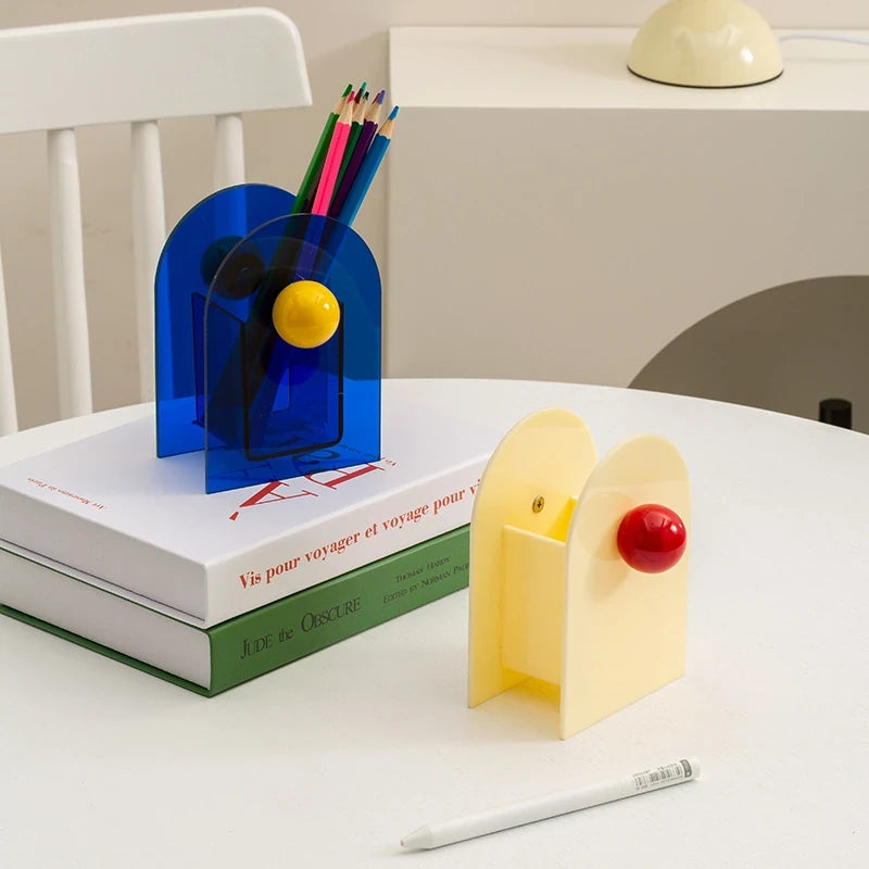 Arch Acrylic Pen Holder with Contrast Ball Accent