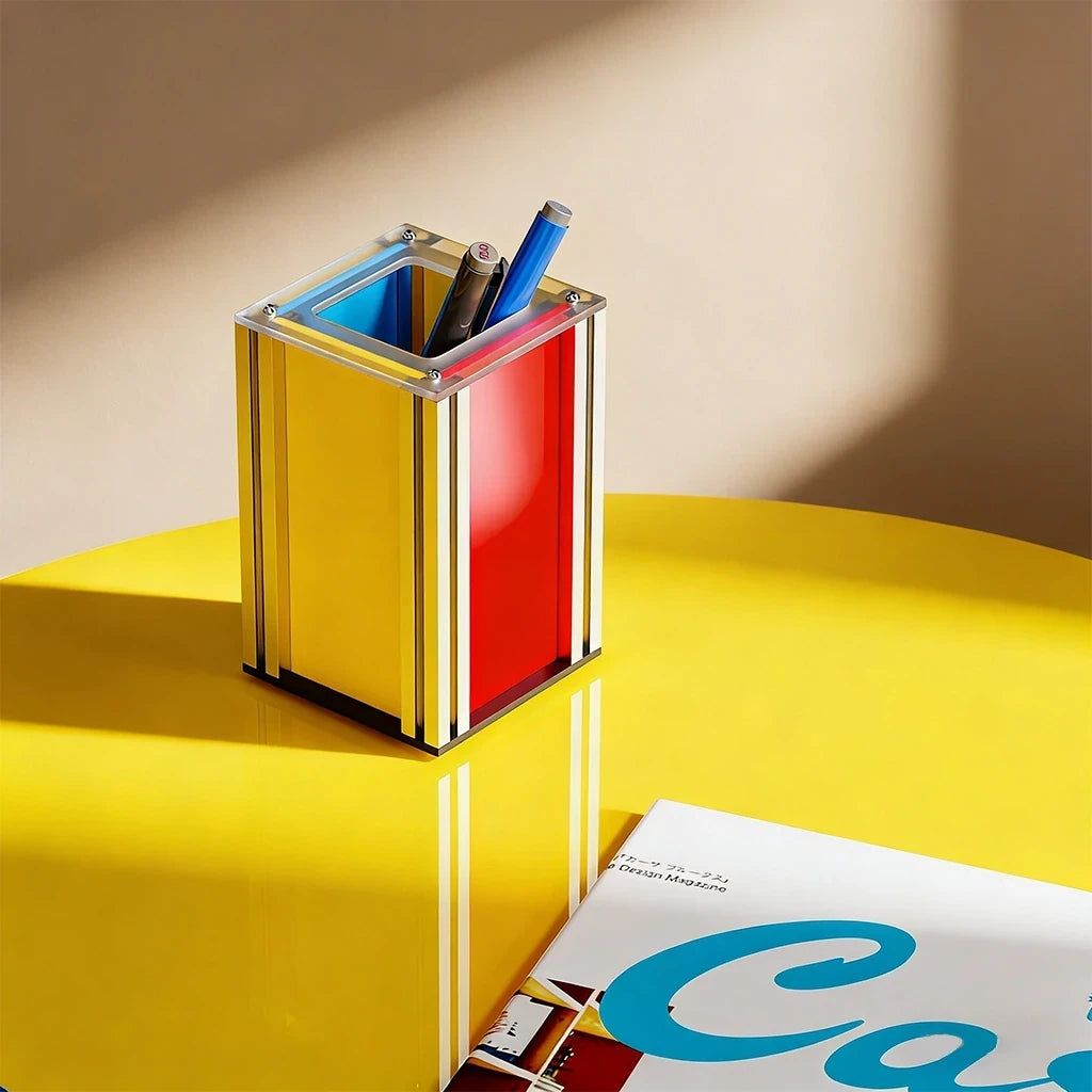 Color-Block Acrylic Desk Organizer with Aluminum Frame