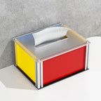 Color-Block Acrylic Tissue Box Cover with Aluminum Frame