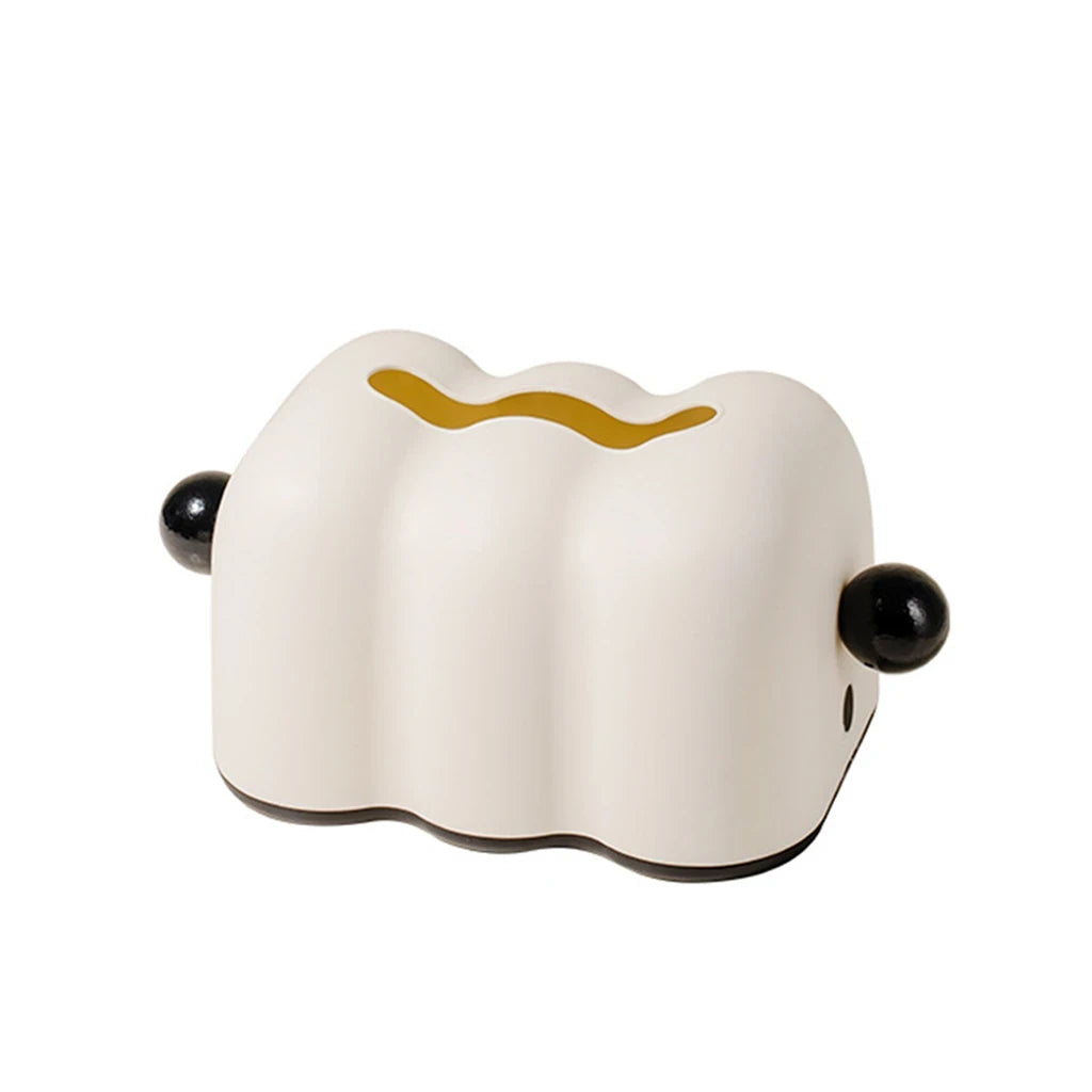 Cloud-Inspired Scalloped Tissue Box Cover with Sphere Accent