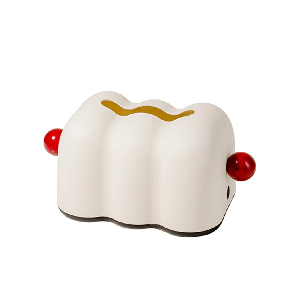 Cloud-Inspired Scalloped Tissue Box Cover with Sphere Accent