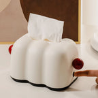 Cloud-Inspired Scalloped Tissue Box Cover with Sphere Accent