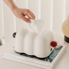 Cloud-Inspired Scalloped Tissue Box Cover with Sphere Accent