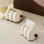 Cloud-Inspired Scalloped Tissue Box Cover with Sphere Accent