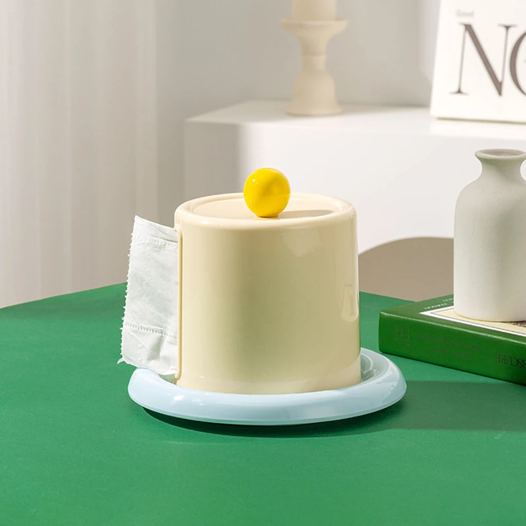 Sculptural Desktop Roll Tissue Dispenser with Color Accent