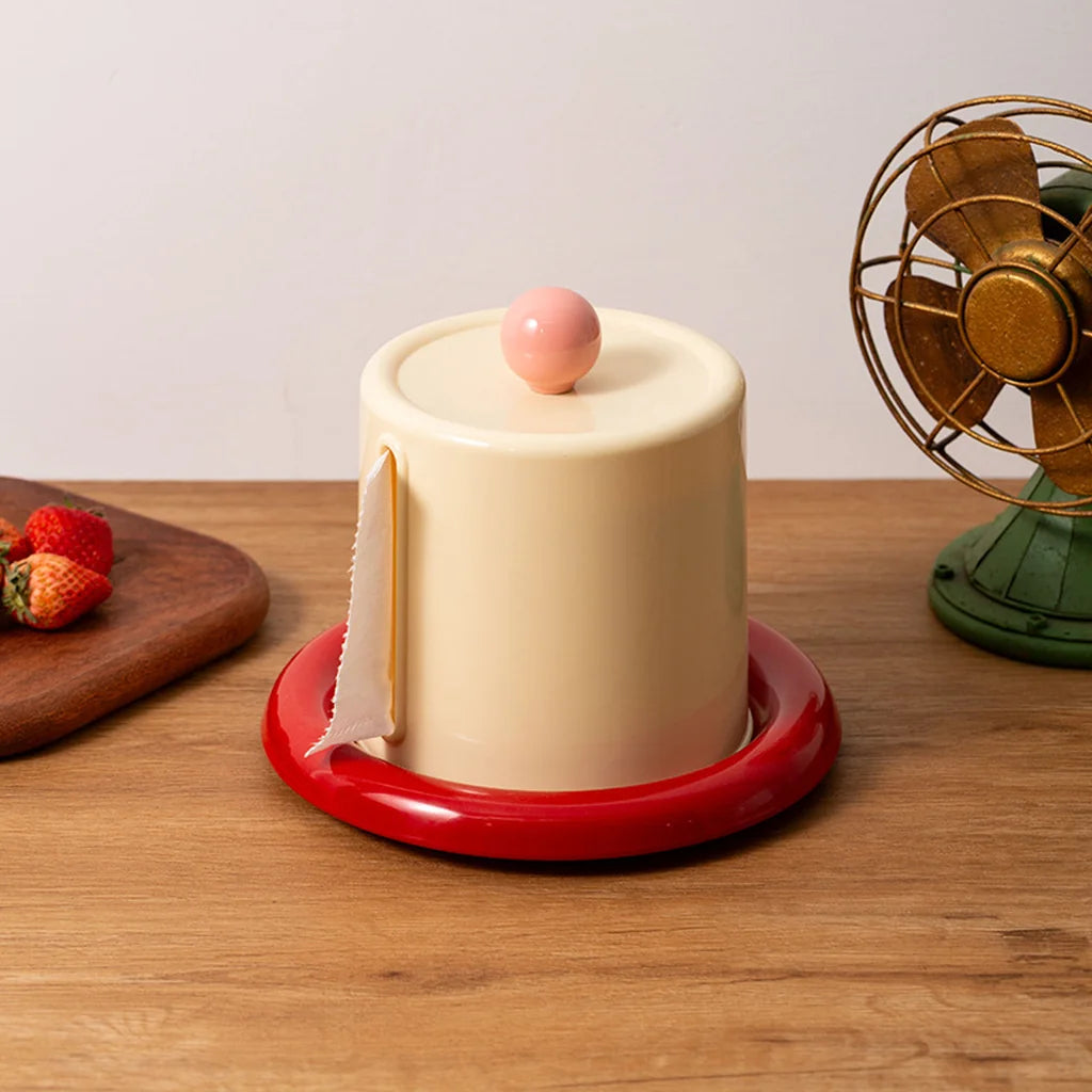 Sculptural Desktop Roll Tissue Dispenser with Color Accent