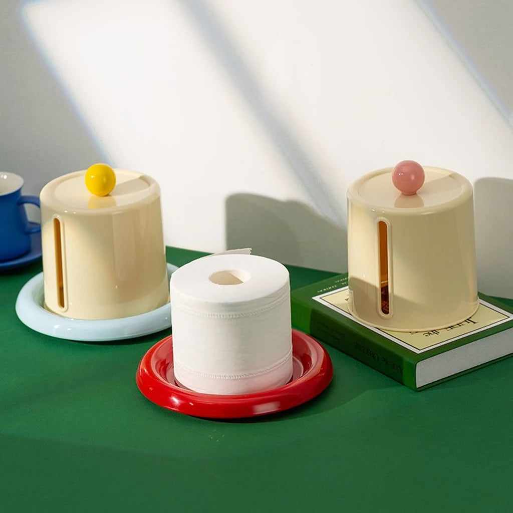 Sculptural Desktop Roll Tissue Dispenser with Color Accent