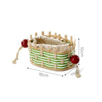 Woven Wood & Rattan Tissue Box Cover with Canvas Inner Pouch