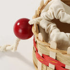 Woven Wood & Rattan Tissue Box Cover with Canvas Inner Pouch