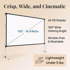 Vistacube 100-inch screen features a 4K HD display and wrinkle-free curtain